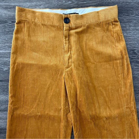 ZARA Woman Corduroy Wide Leg Pants Trousers XL Cropped Ankle Grazer Camel NWT - Picture 2 of 9